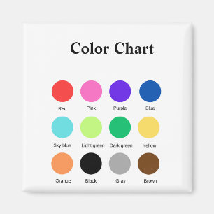 Colour chart school teacher kids chart editable magnet