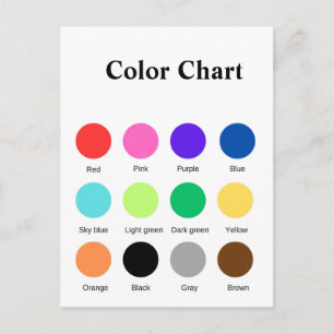Colour chart school teacher kids chart editable postcard