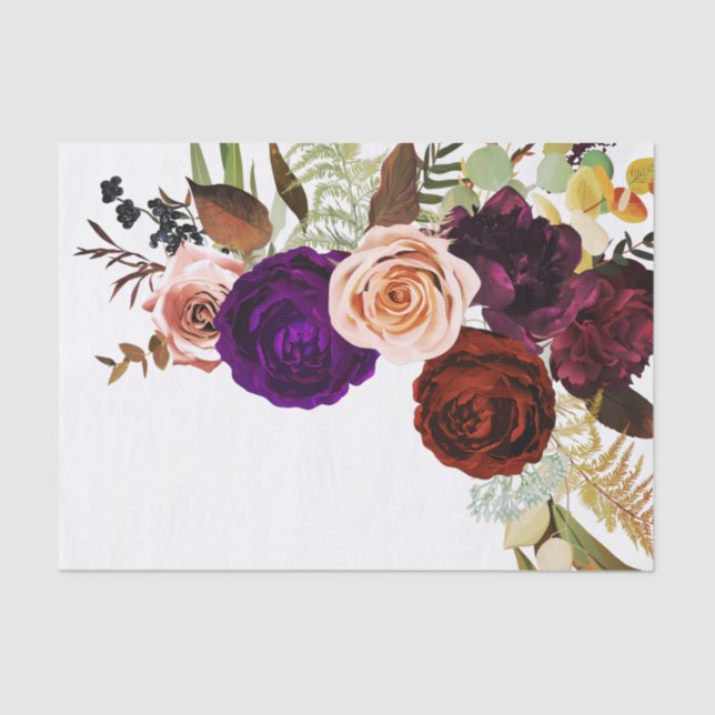 Colour Chic Bold Floral Greenery White Wedding Tissue Paper (Front)