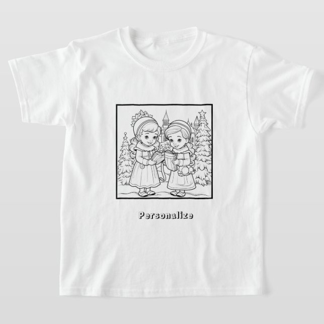 Colour Christmas Singers Personalised  T-Shirt (Laydown)