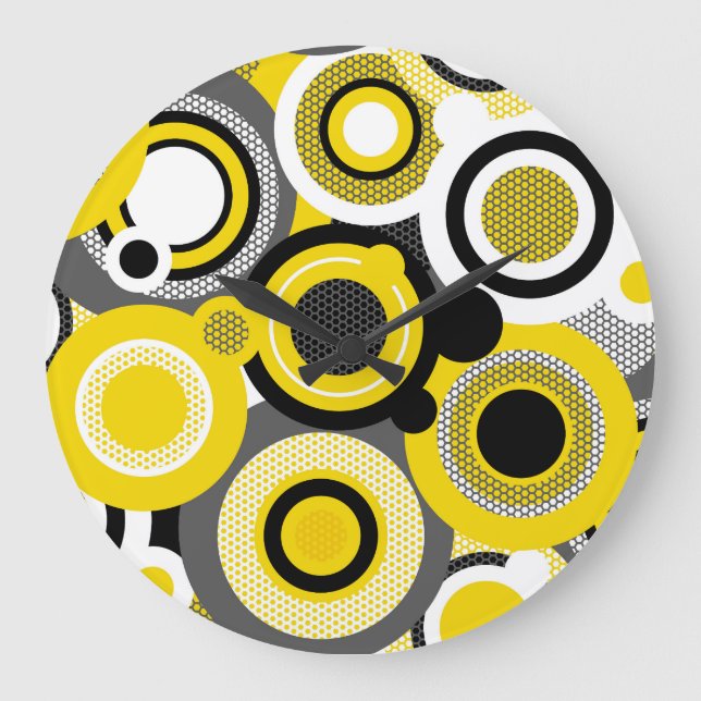 Colour circles, abstract geometric seamless textur large clock (Front)