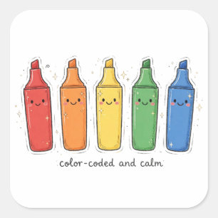 Colour-Coded and Calm Kawaii Highlighter Sticker