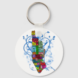 Colour Coded Manhattan Map Key Ring