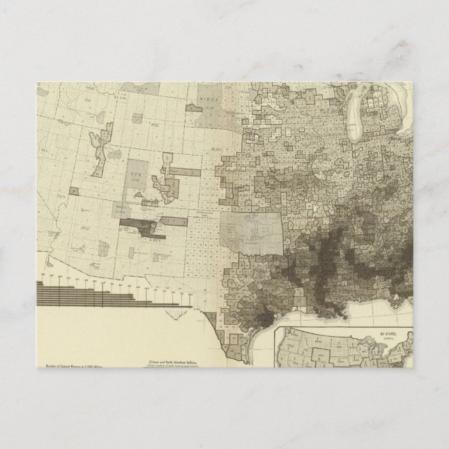 colour coded population by counties postcard (Front)