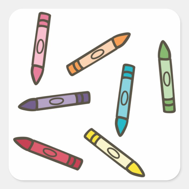Colour Crayons Square Sticker (Front)