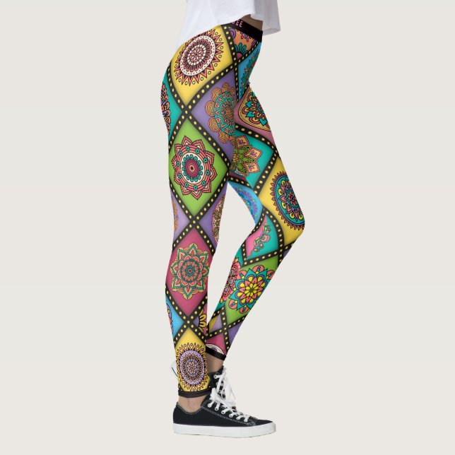 Colour Crazy Mandala Quilt Bee Leggings (Right)