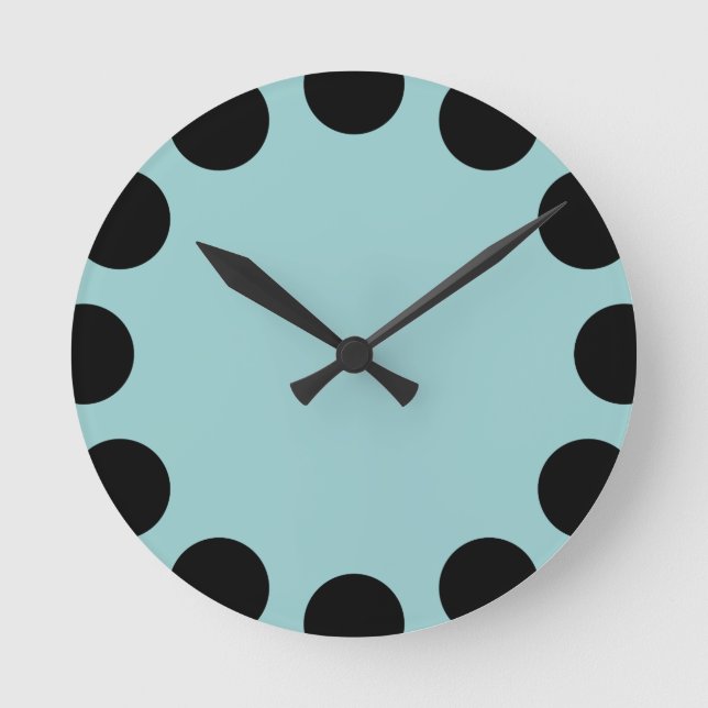 Colour Crescent - Black and Lt Blue Green Round Clock (Front)