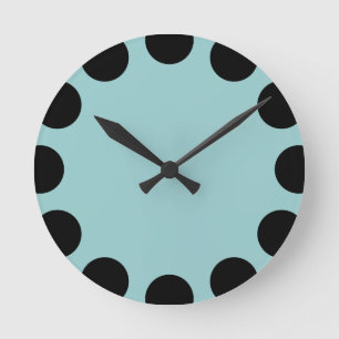 Colour Crescent - Black and Lt Blue Green Round Clock