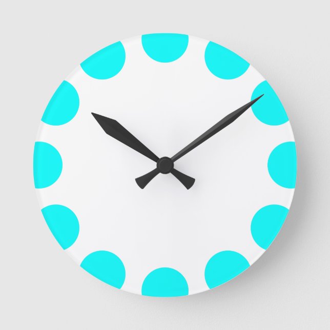Colour Crescent - Cyan and White Round Clock (Front)