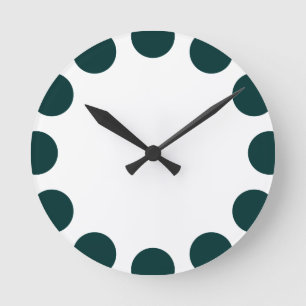 Colour Crescent - Dark Green with White Round Clock