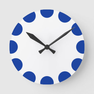Colour Crescent - Navy Blue with White Round Clock