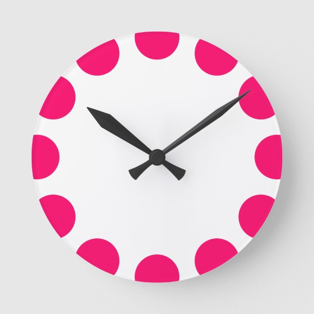 Colour Crescent - Neon Red with White Round Clock (Front)
