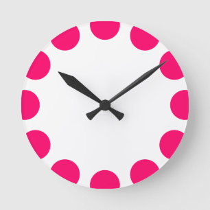 Colour Crescent - Neon Red with White Round Clock