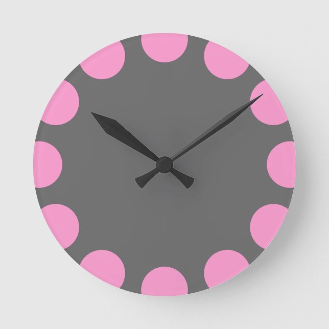Colour Crescent - Pink and Grey Round Clock (Front)
