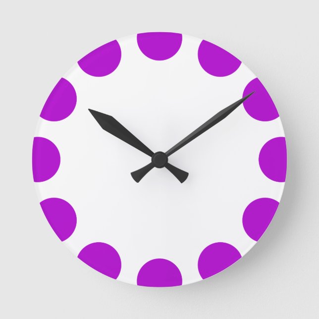 Colour Crescent - Purple and White Round Clock (Front)