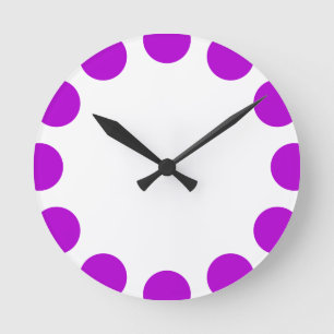 Colour Crescent - Purple and White Round Clock
