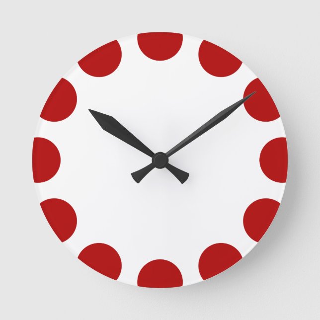 Colour Crescent - Ruby with White Round Clock (Front)