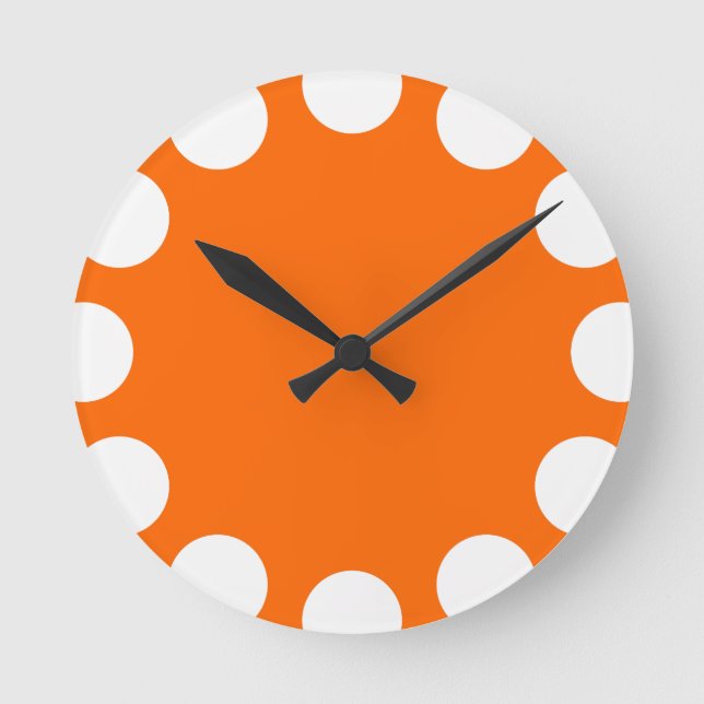 Colour Crescent - White with Orange Round Clock (Front)
