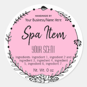 Colour Customisable Handmade Bath And Spa Business Classic Round Sticker