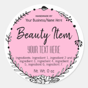 Colour Customisable Handmade Skin Care Business Classic Round Sticker