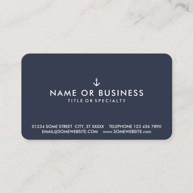 Colour Customisable Simple Ship Anchor Business Card (Front)