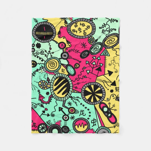 Colour Doodle Fleece Blanket (Front)