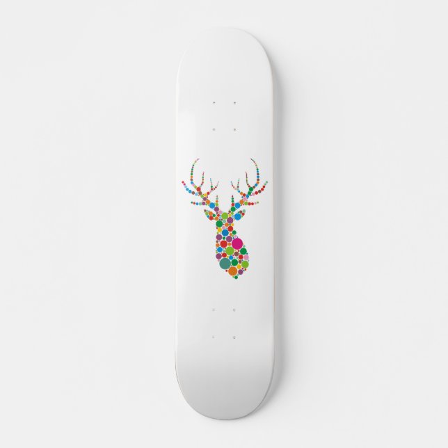 Colour Dots Deer Skateboard (Front)