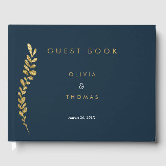 Colour Editable Faux Gold Leaf Wedding Guest Book