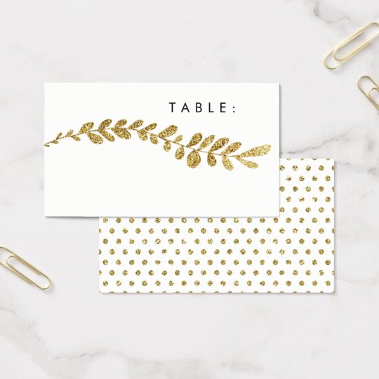 Colour Editable Faux Gold Leaf Wedding Place Card