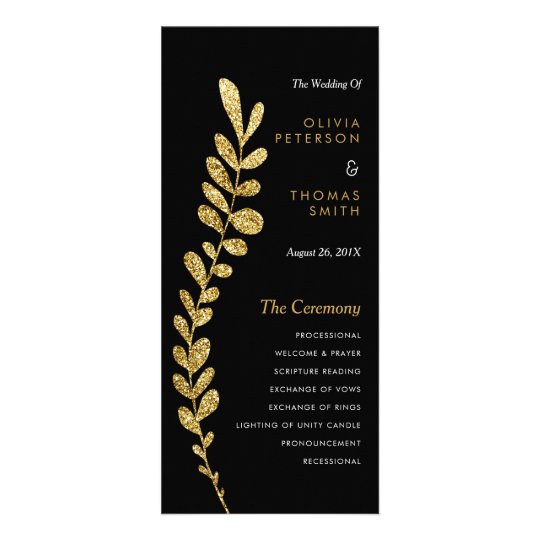 Colour Editable Faux Gold Leaf Wedding Progam Rack Card