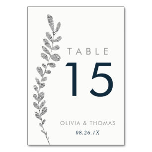 Colour Editable Faux Silver Leaf Table Number Card
