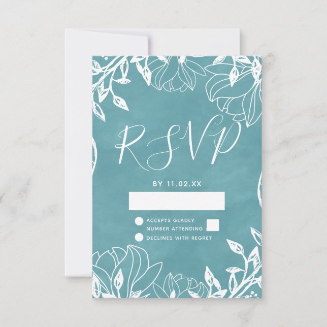 Colour Editable Floral Watercolor Wedding RSVP Card (Front)