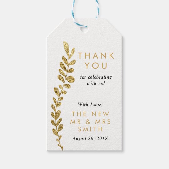Colour Editable Gold Leaf Thank You Favour Tag