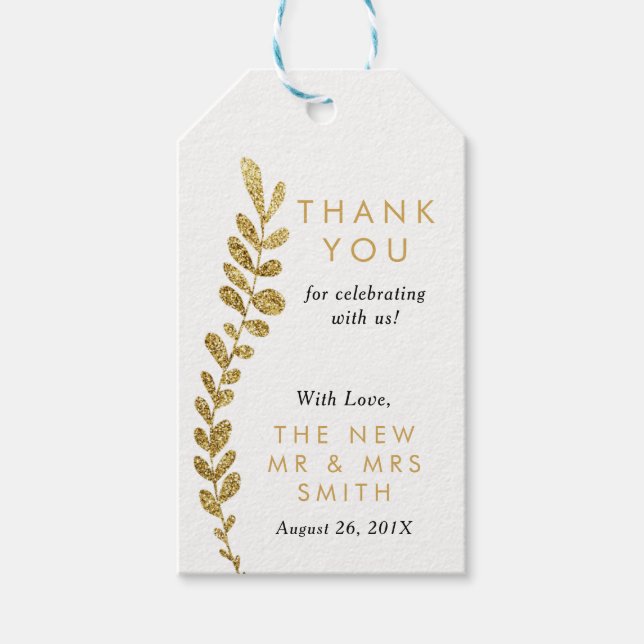 Colour Editable Gold Leaf Thank You Favour Tag (Front)