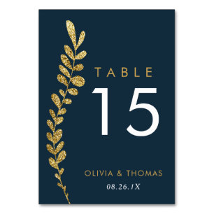 Colour Editable Gold Leaf Wedding Table Number Car