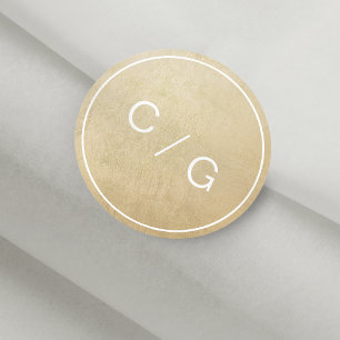 Colour editable minimalist modern couple monogram classic round sticker