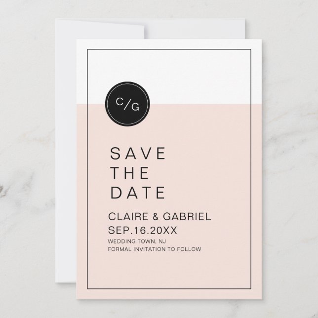 Colour editable minimalist modern save the date (Front)
