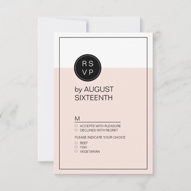Colour editable minimalist modern wedding RSVP (Front)