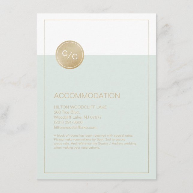 Colour editable modern wedding accommodation card (Front)