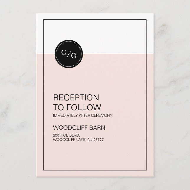 Colour editable modern wedding reception card (Front)