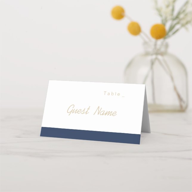 Colour editable navy minimalist modern place cards (Front)