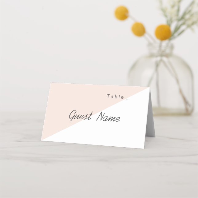 Colour editable pink minimalist modern place cards (Front)
