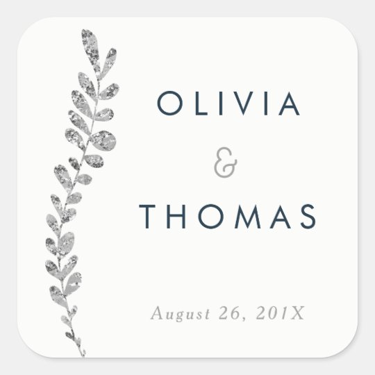 Colour Editable Silver Leaf Sticker, Favour Square Sticker