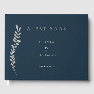 Colour Editable Silver Leaf Wedding Guest Book