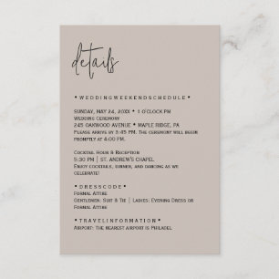 Colour Editable Wedding Details Card