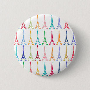 colour eiffel towers pattern 6 cm round badge