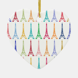 colour eiffel towers pattern ceramic ornament