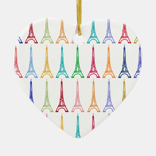 colour eiffel towers pattern ceramic ornament (Front)