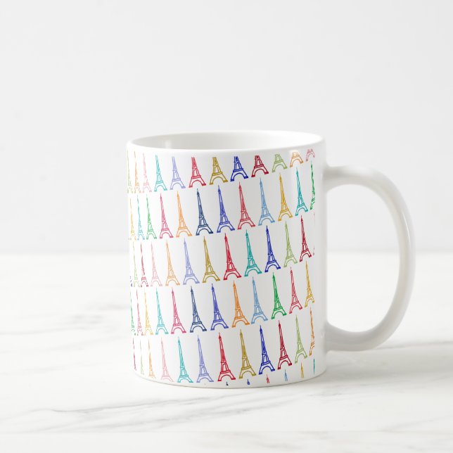 colour eiffel towers pattern coffee mug (Right)