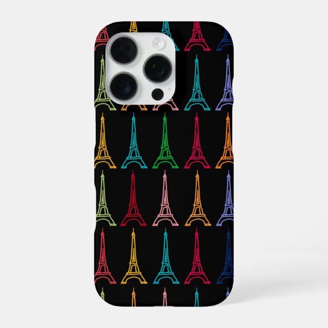 colour eiffel towers pattern iPhone case (Back)